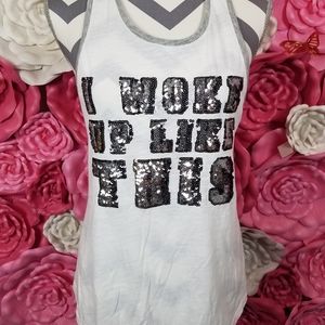 Victoria's Secret Pink- white sequin tank top